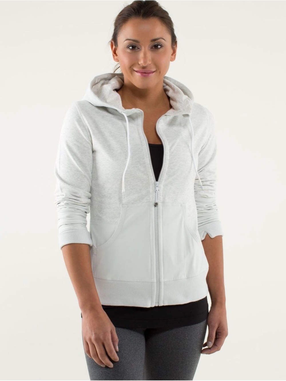 lululemon voyager Light Gray Full-Zip Hooded Sweatshirt